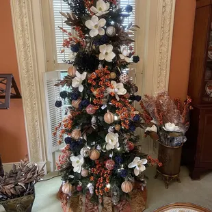 Inside - decorated for the holiday season