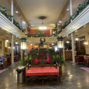 Inside - decorated for the holiday season