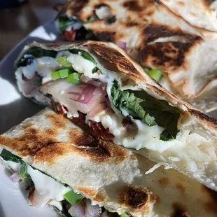 a plate of quesadillas