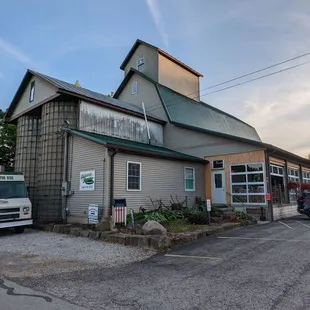 a truck parked in front of it