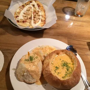 Bacon chicken ranch flatbread lobster bisque