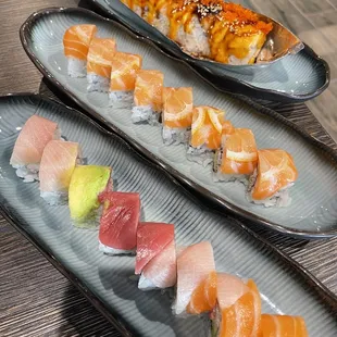 Top to bottom: lion king, 49ers and rainbow roll