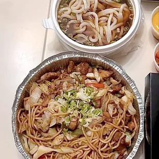 Yakisoba which includes chicken and pork Udon