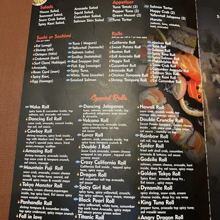 All you can eat menu.