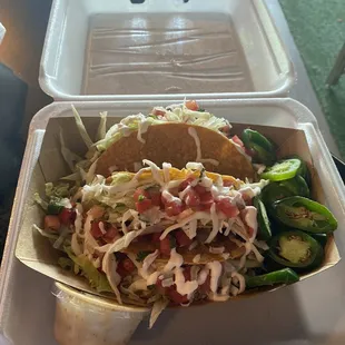 Chicken and beef tacos