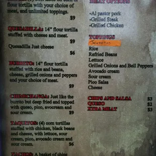 Menu. (Aug. or Sept. 2013)