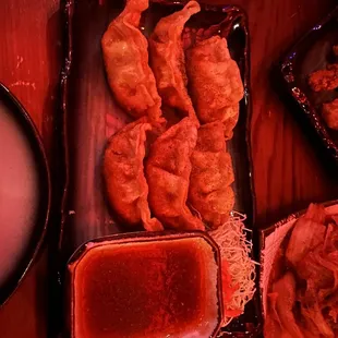 a variety of food items on a table