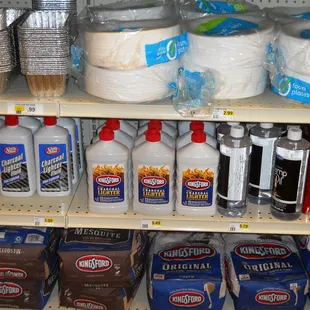 a variety of products on shelves
