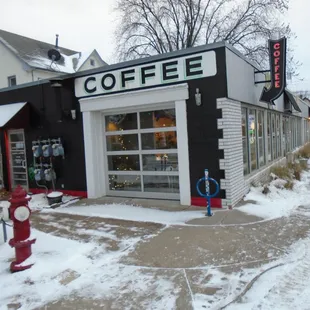 Outside of the building, view looking southwest.