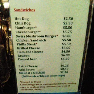 Sandwiches Menu