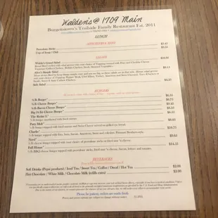 Other side of Lunch Menu