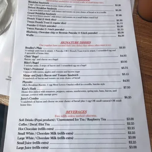 menu