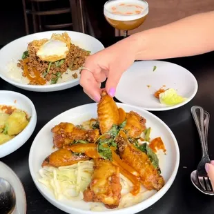 chicken wings and fried chicken, food