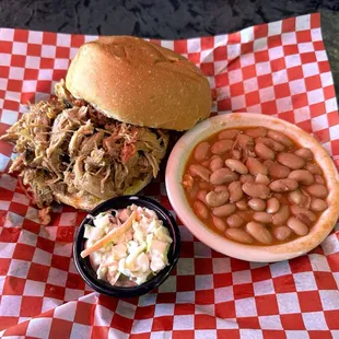 Pulled Pork Sandwich (Memphis Style on the Side) with Beans