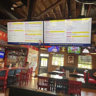 Menu above ordering counter.