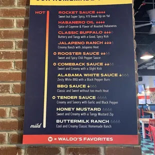 Sauce menu