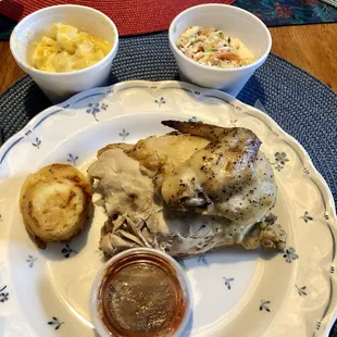 Take out served at home. 1/4 white chicken