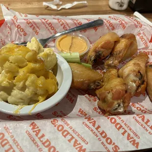 Wings and wonderful mac and cheese.