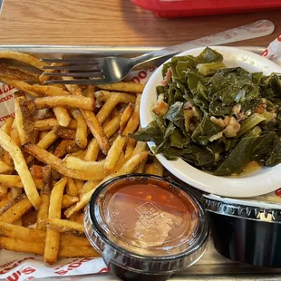 Fries and greens