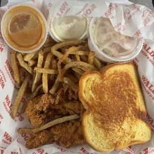 Chicken Strips and fries.