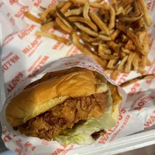 OG chicken sandwich with fries.