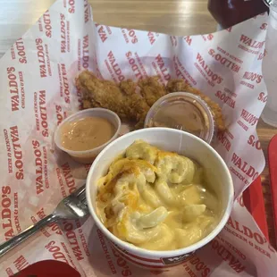 Chicken strips (one missing) they gave me an extra because they thought one of them was too small