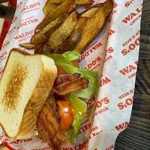 Chicken club sandwich and wedges