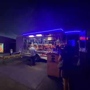 a food truck at night