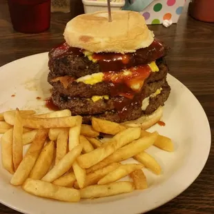 a burger and french fries