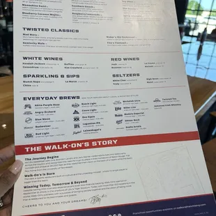 Back of menu