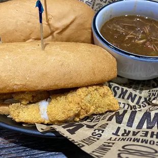 Catfish Poboy with Duck &amp; Andouille Gumbo