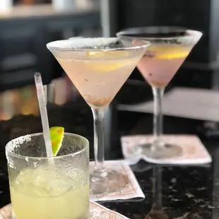 Skinny Margarita, blueberry lemon drop martinis