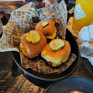 Cheeseburger sliders.