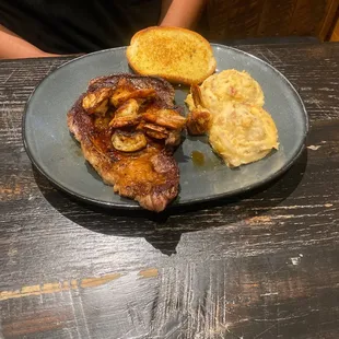 Rib eye with blacken grill shrimp