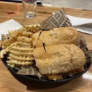 Po Boy Sandwich and Fries