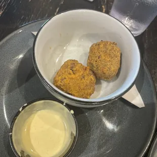 The remainder of some very delicious Boudin Balls.