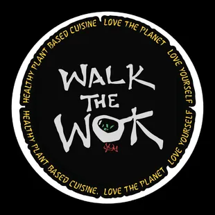 a black circle with white lettering