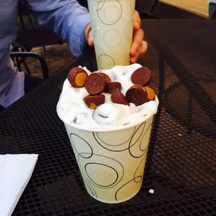 Small soft serve topped with soo many buckeyes.