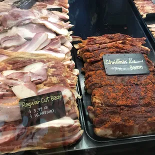a variety of meats on display