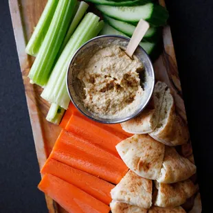 Veggie and hummus food board