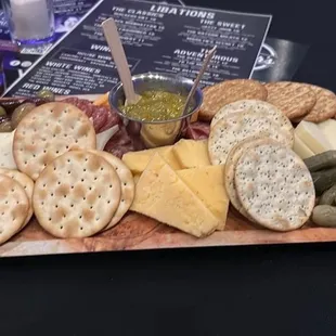 Charcuterie board. Love the pepper jam