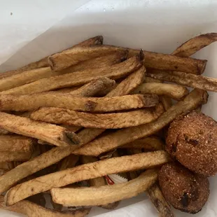 french fries and a burger