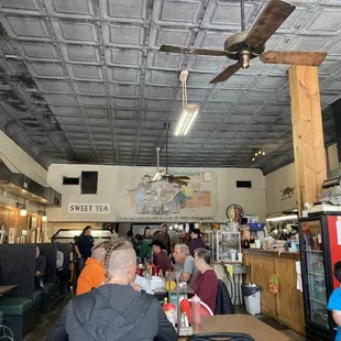 people eating at tables