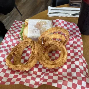 Turkey &amp; Swiss with onion rings