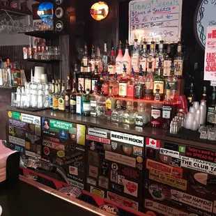 a bar full of liquor bottles