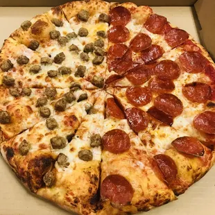 pepperoni and sausage pizza