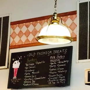 a menu on the wall