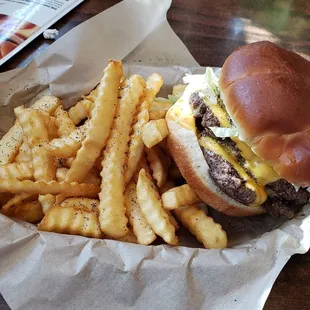 Double Walker Burger and fries