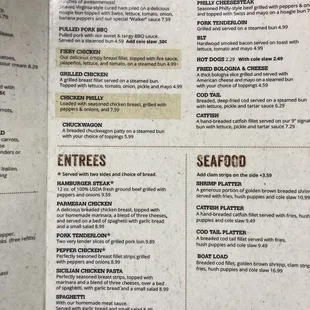 a menu for a restaurant
