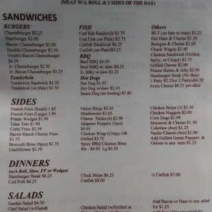 Lunch menu